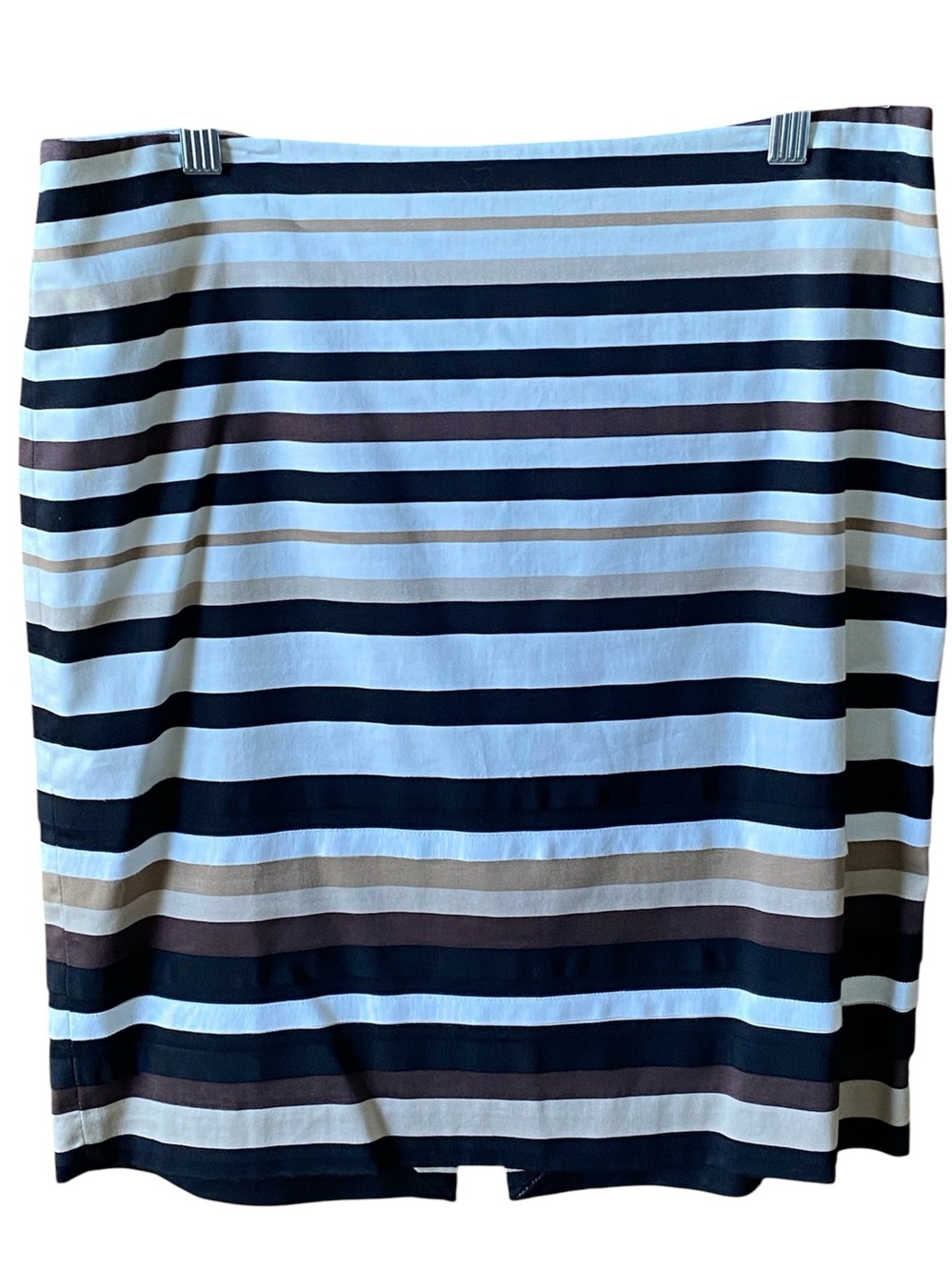 WHBM Striped Black and White Pencil Skirt with cream stripes.